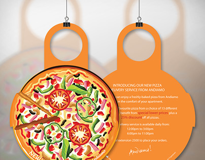 Pizza Delivery Door Hanger for Andiamo Restaurant