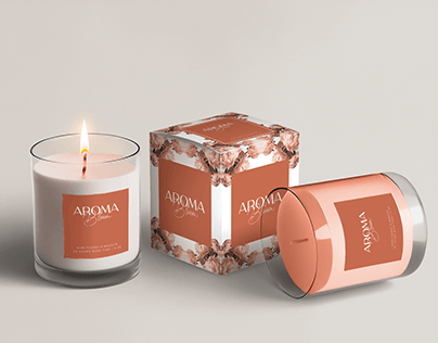 AROMA BLOOM CANDLE LABEL AND PACKAGING DESIGN