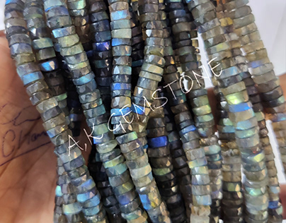 Natural Labradorite Faceted Heishi Tyre Gemstone Beads