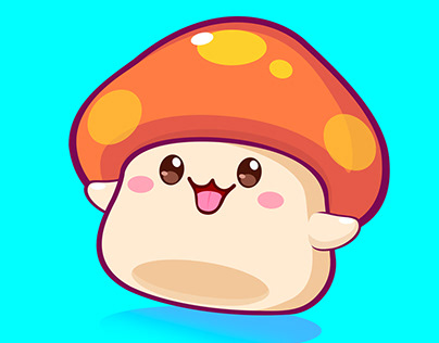 cute happy mushroom toadstool fleshy