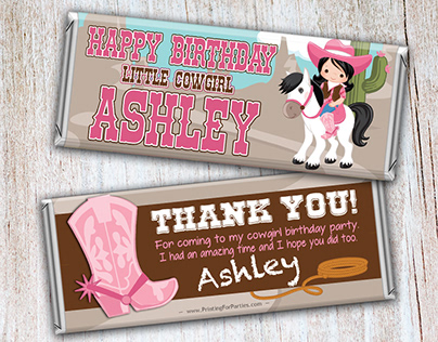 Custom Cowgirl Hershey Candy Bar Wrapper Design