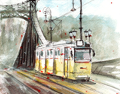 Budapest Tram - Watercolor Painting