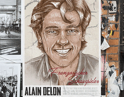 Famous Actor Alain Delon Illustration Poster Design