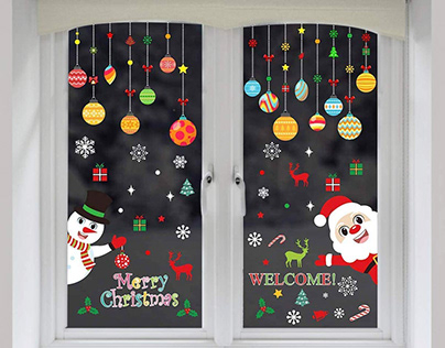 CCINEE Christmas Santa Claus Snowman Window Clings
