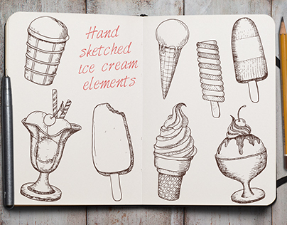 Hand sketched ice creams