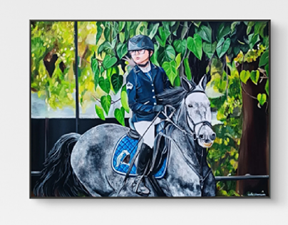 Menina e o Cavalo - Pintura em acrílica sobre tela