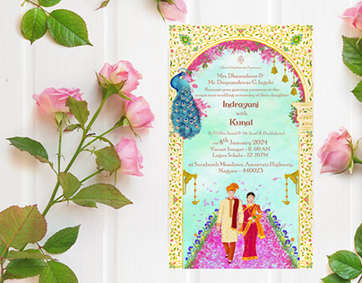 Contemporary Maharashtrian wedding invite