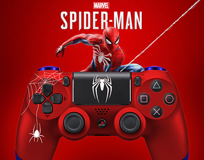 DualShock 4 Playstation Spiderman theme design.