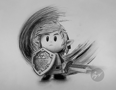 Charcoal drawing of Link