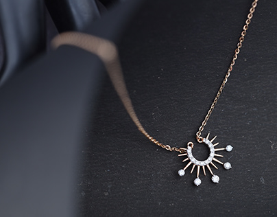 Rising sun necklace for women's in diamond