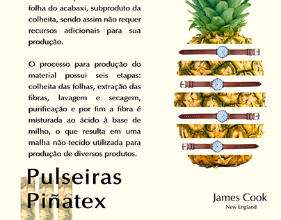 Banner explicativo pulseiras Piñatex James Cook
