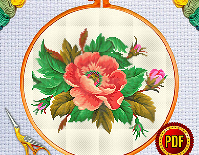 Elegant Flower Cross Stitch Pattern 5