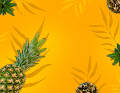 Pineapples with leaves