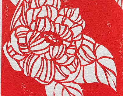 Linocut flower illustrations