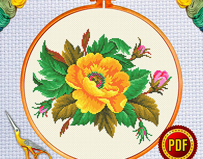 Elegant Flower Cross Stitch Pattern 8