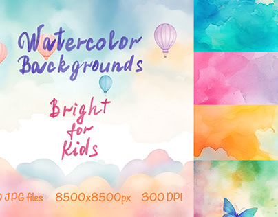 Watercolor Backgrounds. Bright for Kids