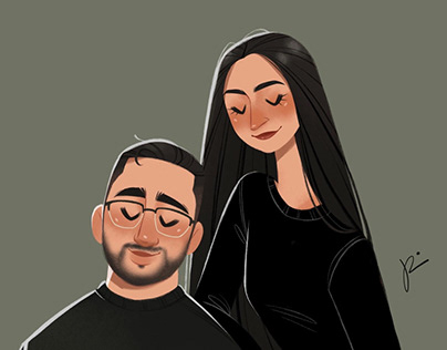 Lovely couple (portrait drawing)