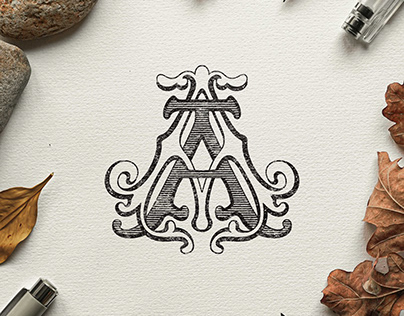Engraving Crest Illustration & "A" Monogram Design