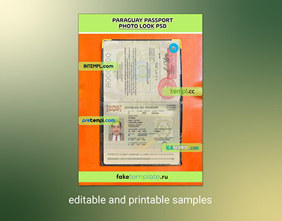 Paraguay passport psd files, scan and snapshot sample
