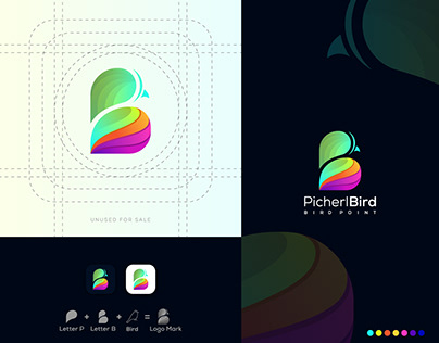 P Plus B Letter Bird Logo Design For PicherlBird