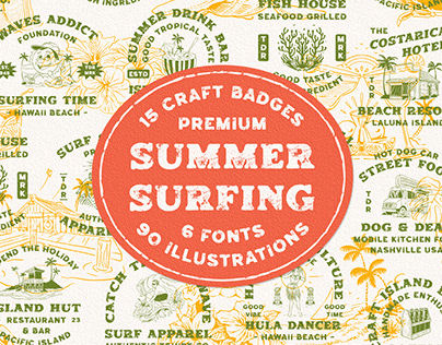 Summer Surfing - Badge Template