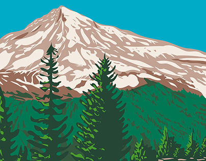 South Face of Mount Rainier Tahoma WPA Poster Art