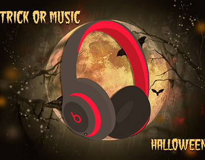 headphone illustration halloween design