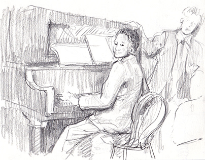 Sketching – piano players, miners and pit ponies