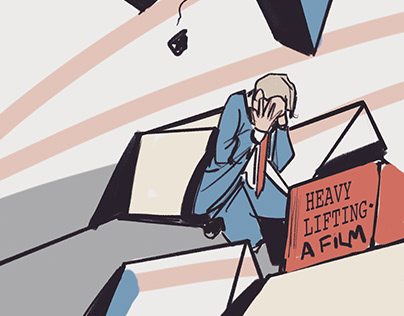 Heavy lifting health and safety film illustration