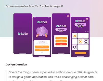 Mobile Design of Tic-Tac-Toe Game