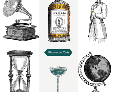 Sarah Gibb illustrations for Merser Rum