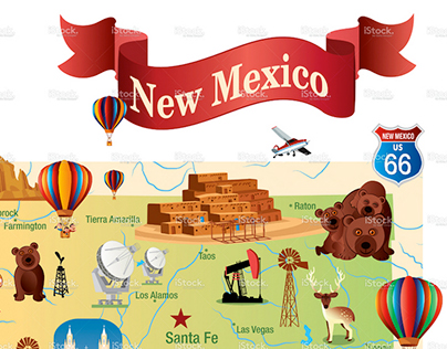 Cartoon map of New Mexico