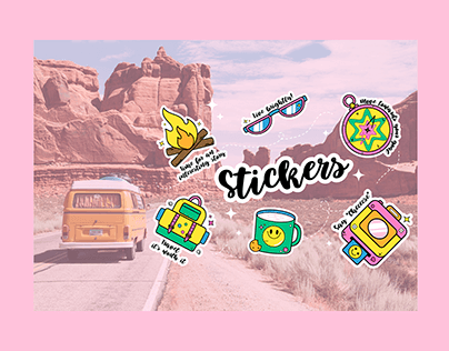 Hiking/Travel stickers in Y2K style