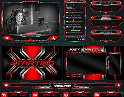 RED Twitch Pack Overlay | Screens