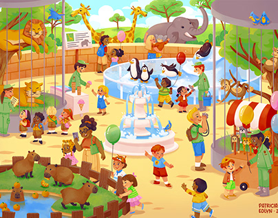 Zoo Children Illustration