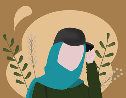 Flat Illustrations For Hijab Girls