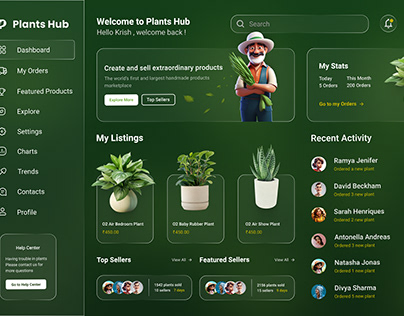Project thumbnail - Plants Hub - Plant Shop Dashboard Concept