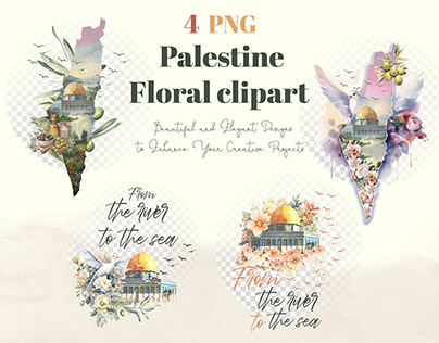 Floral Palestine Art SVG & Masjid Al-Aqsa clipart