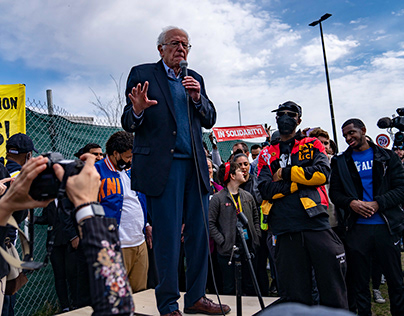 Bernie Sanders and AOC Rally With Amazon Workers