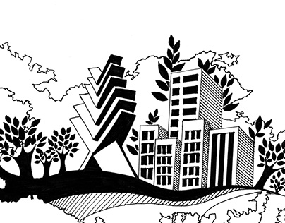 Boceto para portada sobre urbanismo y áreas verdes