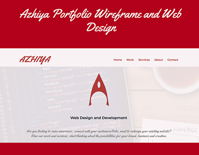Azhiya portfolio wireframe and web design