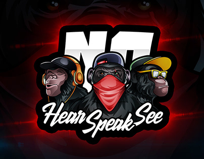 Hear-No Speak-No See-No Evil Cartoon Logo