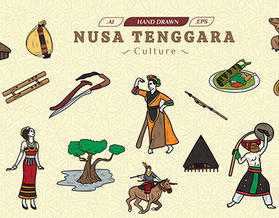 Hand Drawn Nusa Tenggara Culture