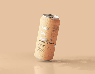 Large Can Mockup with Water Drops