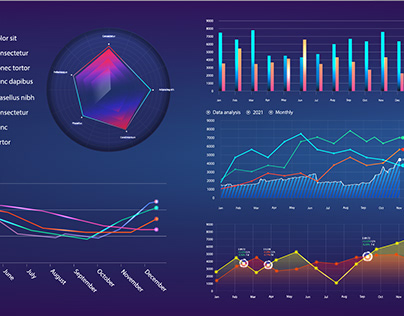 Vector set of infographics, piecharts and diagrams