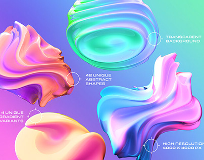 3D Gradient Abstract Shapes by Design Essense