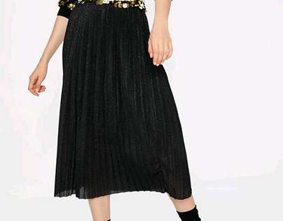 Pleated Lurex Skirt | Zara Woman