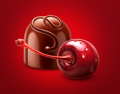 Cherry liquor candy illustration