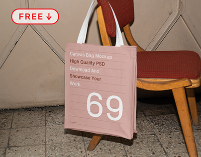 Free Canvas Bag Hanging on Chair Mockup