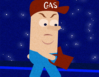 Gas man out of gas.